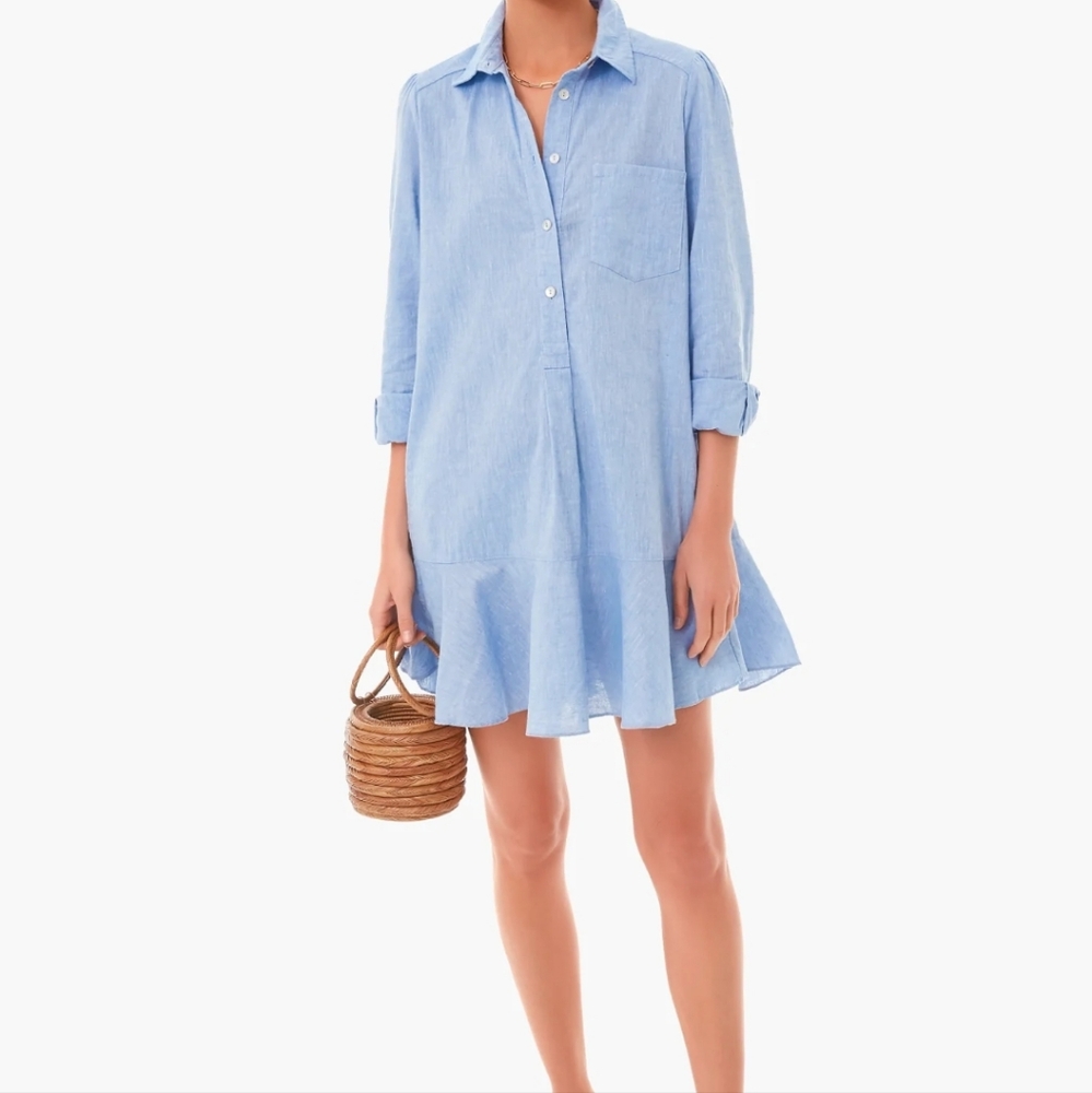Tuckernuck Chambray Callahan Shirt Dress Brushed Blue Small - Picture 2 of 8
